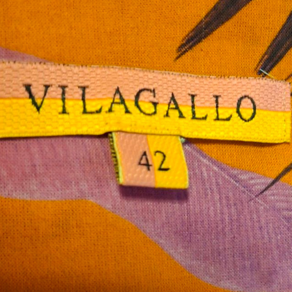 Vilagallo pink and orange tropical floral short sleeve tiered maxi dress L - Picture 8 of 8